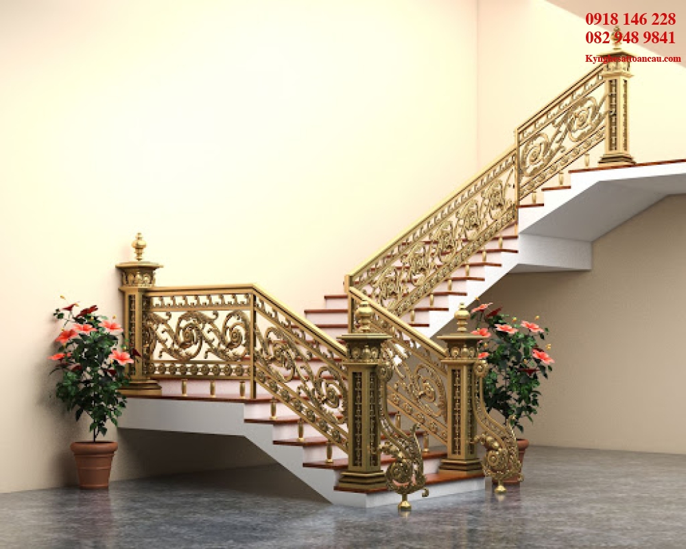CẦU THANG NHÔM ĐÚC ĐẸP N50